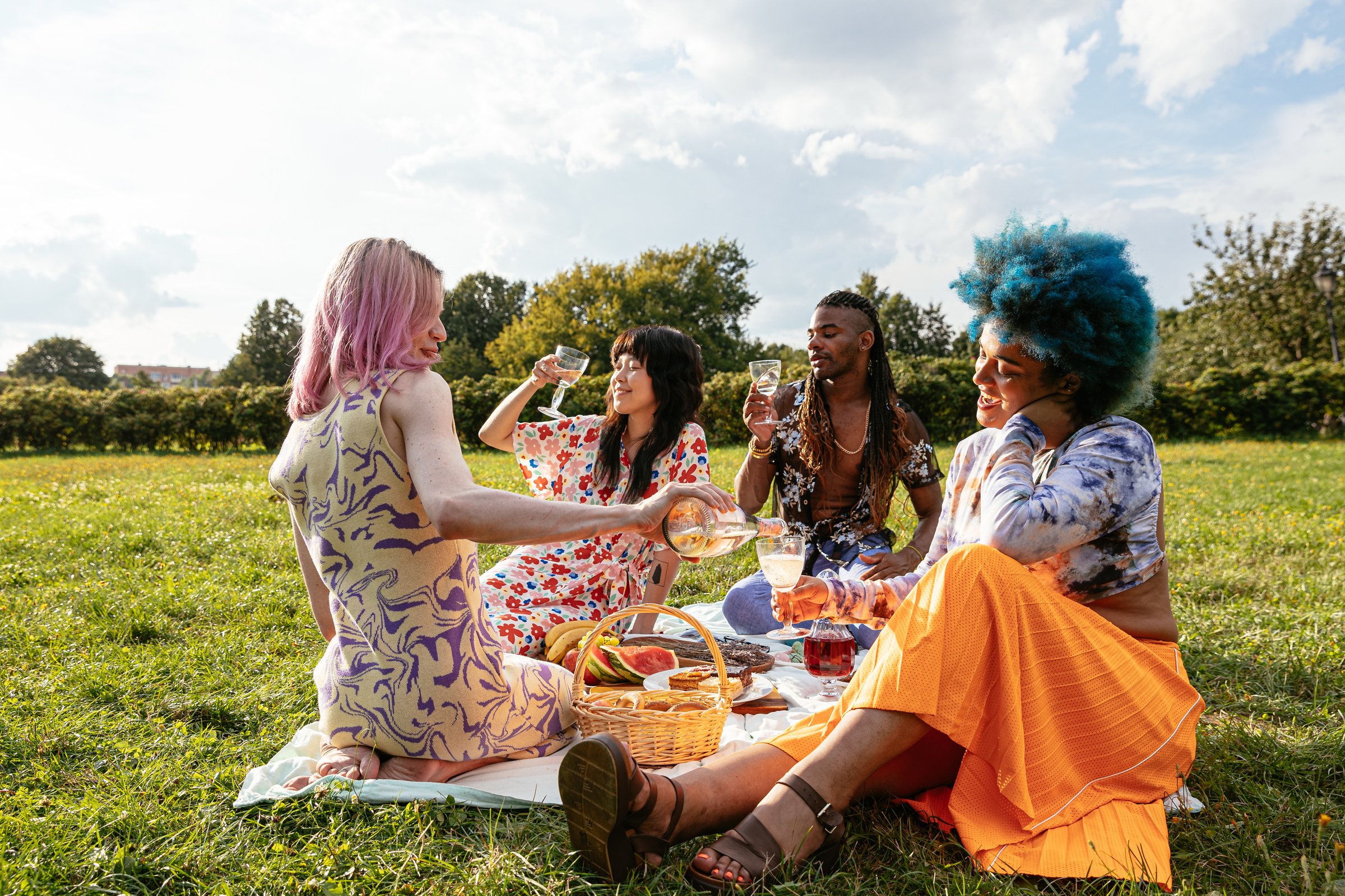 Diverse Friends in Picnic Outdoors